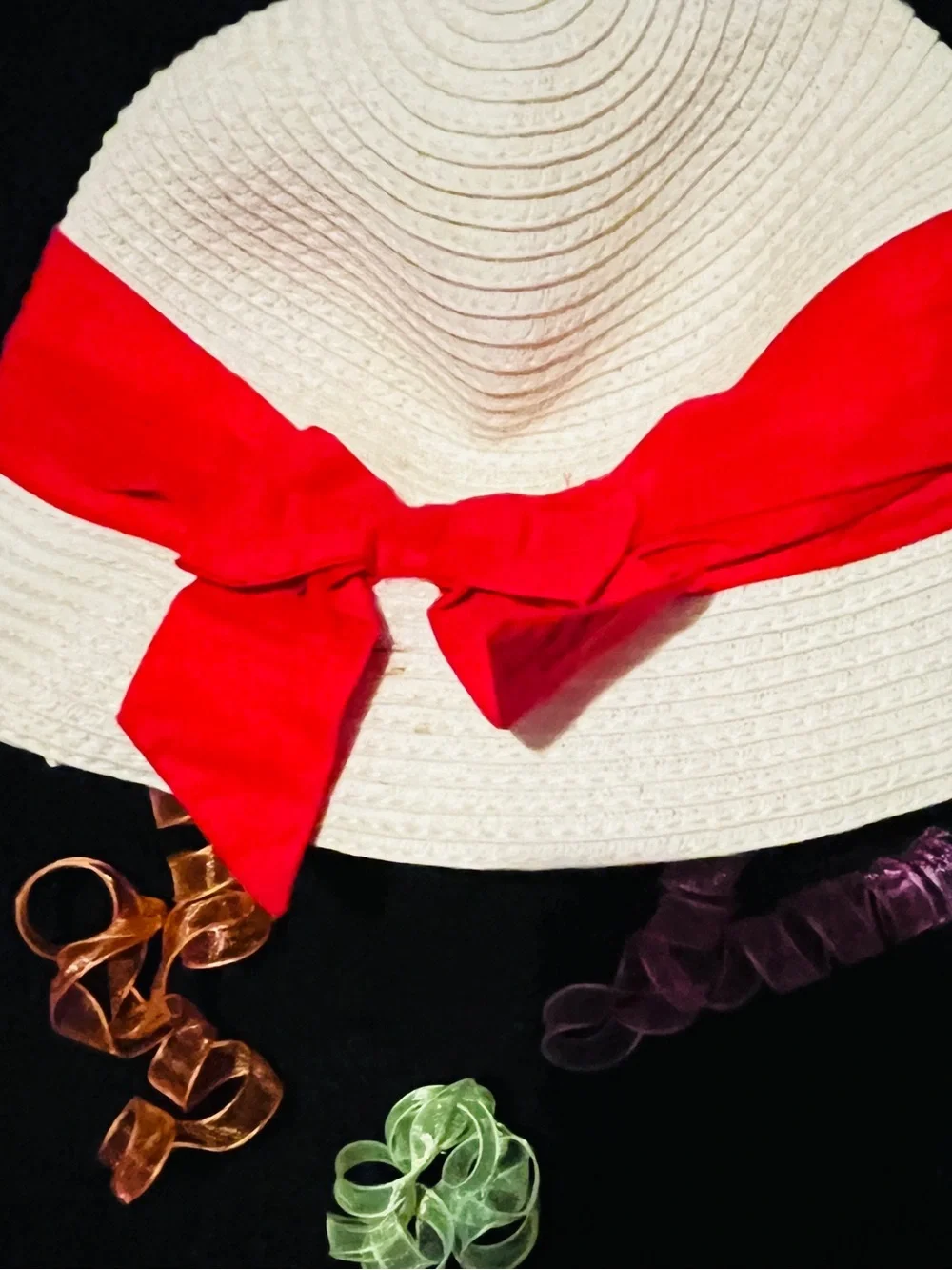 Janie and Jack Baby Toddler White Sun Hat Red Bow 12-24 Months Holiday